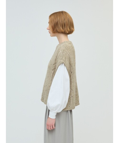 mizuiroind（ミズイロインド）の「mizuiro ind シアーケーブル柄ベスト（ベスト・レディース・ネイビー/キナリ/チャコールグレー・FREE）」の9枚目の写真