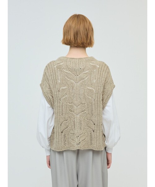 mizuiroind（ミズイロインド）の「mizuiro ind シアーケーブル柄ベスト（ベスト・レディース・ネイビー/キナリ/チャコールグレー・FREE）」の10枚目の写真