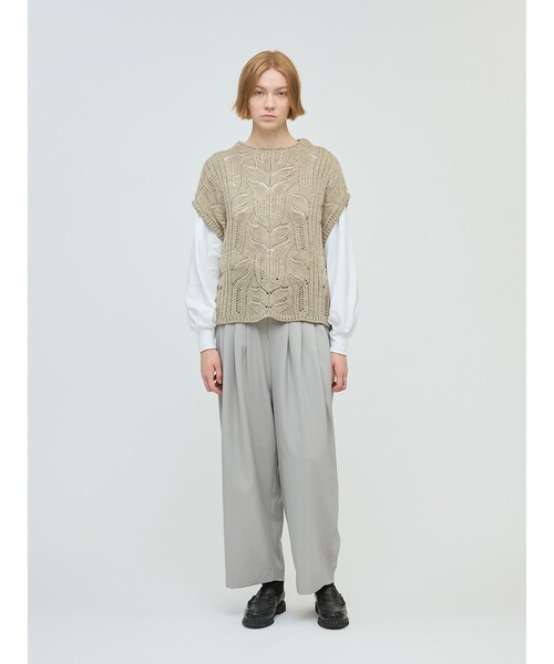 mizuiroind（ミズイロインド）の「mizuiro ind シアーケーブル柄ベスト（ベスト・レディース・ネイビー/キナリ/チャコールグレー・FREE）」の11枚目の写真