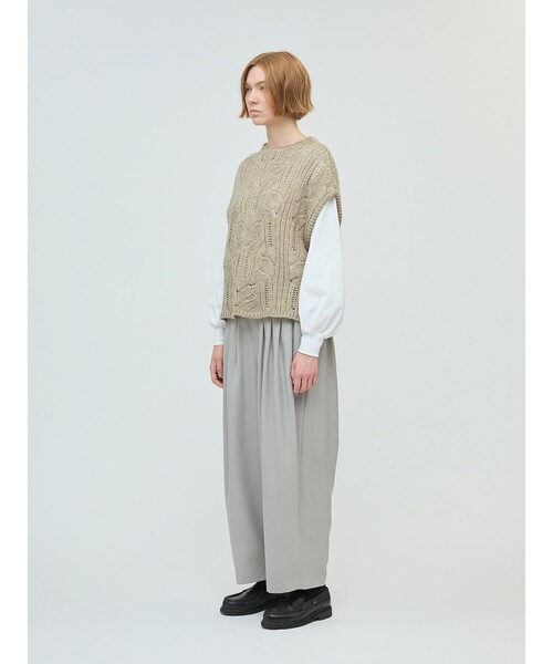 mizuiroind（ミズイロインド）の「mizuiro ind シアーケーブル柄ベスト（ベスト・レディース・ネイビー/キナリ/チャコールグレー・FREE）」の12枚目の写真