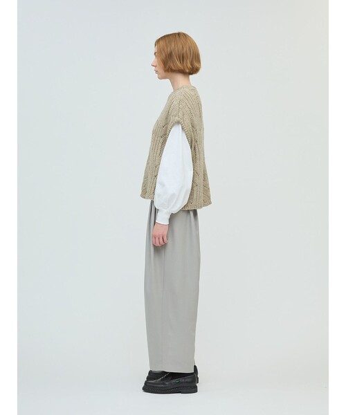 mizuiroind（ミズイロインド）の「mizuiro ind シアーケーブル柄ベスト（ベスト・レディース・ネイビー/キナリ/チャコールグレー・FREE）」の13枚目の写真