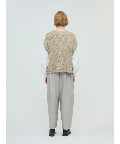 mizuiroind（ミズイロインド）の「mizuiro ind シアーケーブル柄ベスト（ベスト・レディース・ネイビー/キナリ/チャコールグレー・FREE）」の14枚目の写真