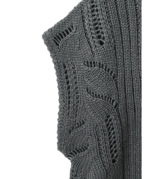 mizuiroind（ミズイロインド）の「mizuiro ind シアーケーブル柄ベスト（ベスト・レディース・ネイビー/キナリ/チャコールグレー・FREE）」の16枚目の写真