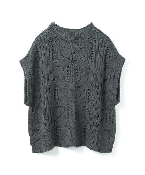 mizuiroind（ミズイロインド）の「mizuiro ind シアーケーブル柄ベスト（ベスト・レディース・ネイビー/キナリ/チャコールグレー・FREE）」の18枚目の写真