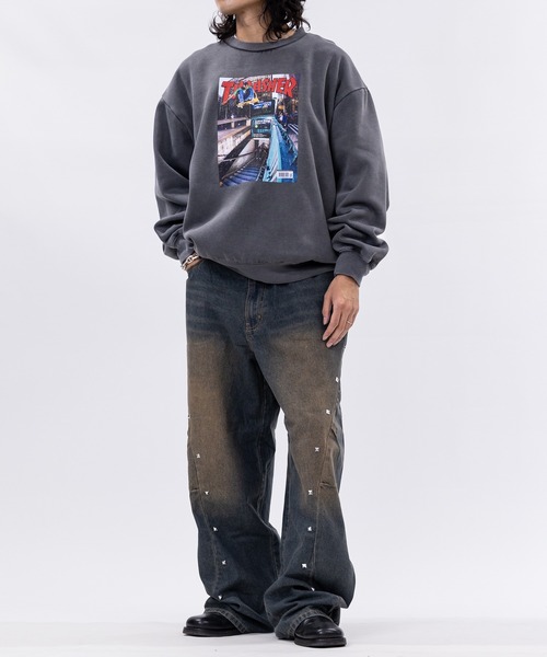 THRASHER（スラッシャー）の「【at】〔THRASHER/スラッシャー〕裏起毛 マガジンプリント ピグメントスウェット（スウェット・メンズ・ネイビー/チャコールグレー/グレー/ブラウン・MEDIUM/LARGE）」の18枚目の写真