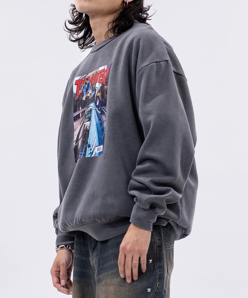 THRASHER（スラッシャー）の「【at】〔THRASHER/スラッシャー〕裏起毛 マガジンプリント ピグメントスウェット（スウェット・メンズ・ネイビー/チャコールグレー/グレー/ブラウン・MEDIUM/LARGE）」の16枚目の写真