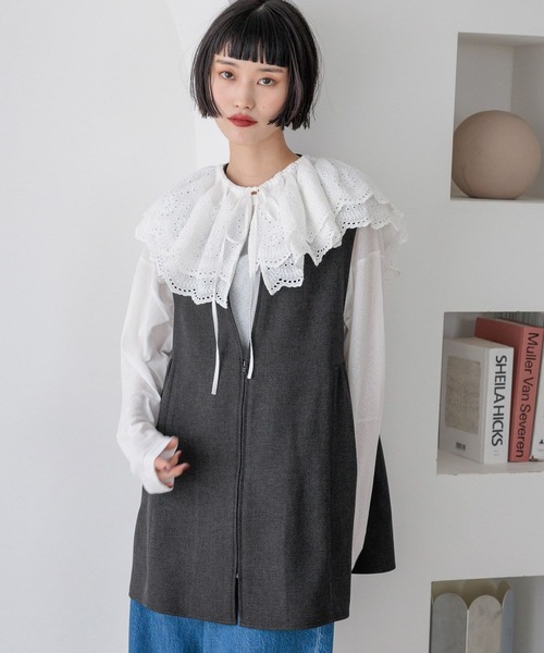 LOWRYS FARM(ローリーズファーム)の「ラナテックベスト 455402(ベスト・レディース・チェック/ブラウン/チャコールグレー/ブラウン系その他・FREE)」の2枚目の写真