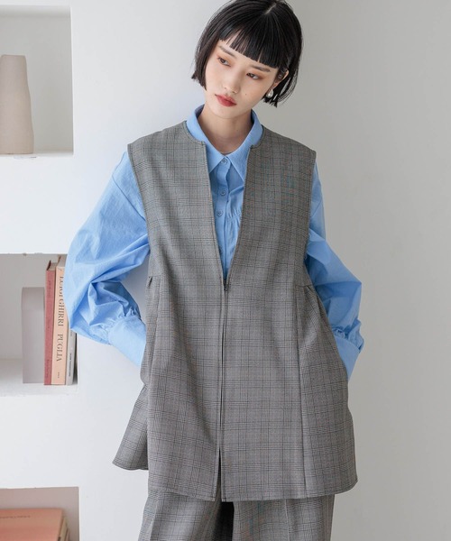 LOWRYS FARM(ローリーズファーム)の「ラナテックベスト 455402(ベスト・レディース・チェック/ブラウン/チャコールグレー/ブラウン系その他・FREE)」の7枚目の写真