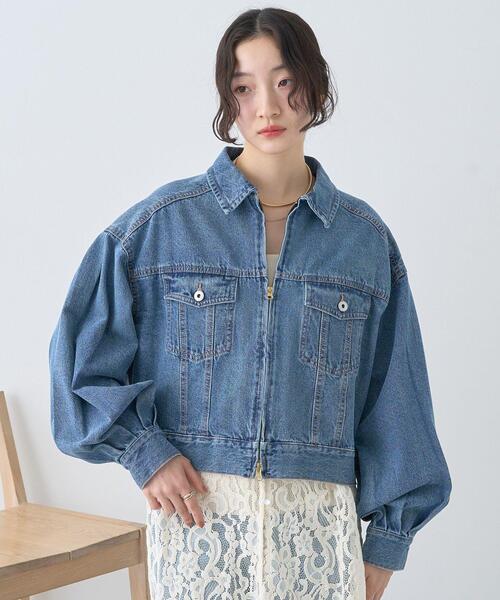 earth music&ecology(アースミュージックアンドエコロジー)の「ショートジップデニムジャケット(デニムジャケット・レディース・ライトインディゴブルー/インディゴブルー・FREE)」の15枚目の写真