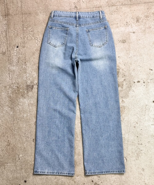 MAISON SELECT(メゾンセレクト)の「7E14 タック付きストレート フェードパンツ ルーズシルエット(デニムパンツ・レディース・ブルー・S/M/L/XL)」の7枚目の写真