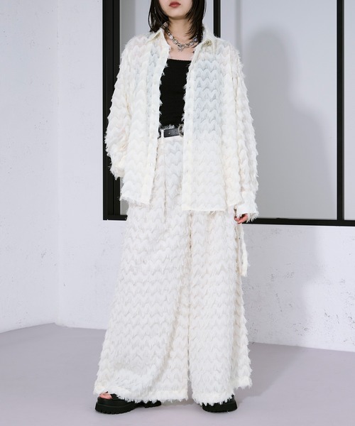 Ellno Loset（エルノロゼット）の「カットジャガードシアーパンツ/SETUP対応（スラックス・メンズ・オフホワイト/ブラック・X-SMALL/SMALL/MEDIUM/LARGE）」の10枚目の写真