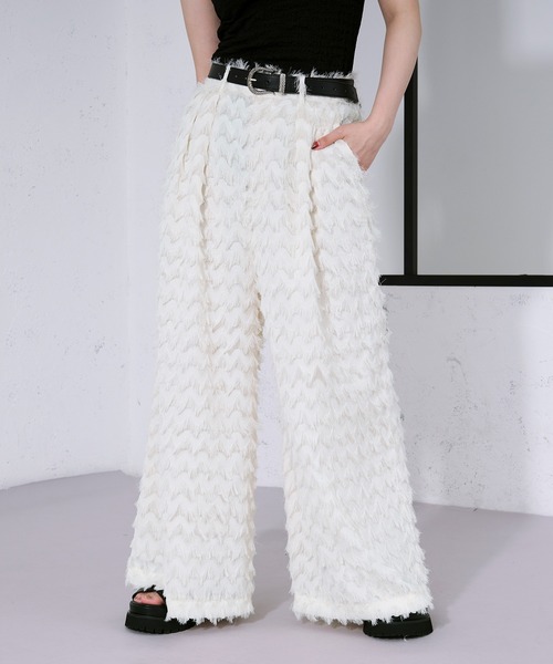 Ellno Loset（エルノロゼット）の「カットジャガードシアーパンツ/SETUP対応（スラックス・メンズ・オフホワイト/ブラック・X-SMALL/SMALL/MEDIUM/LARGE）」の14枚目の写真