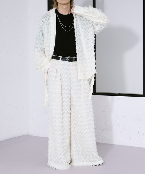 Ellno Loset（エルノロゼット）の「カットジャガードシアーパンツ/SETUP対応（スラックス・メンズ・オフホワイト/ブラック・X-SMALL/SMALL/MEDIUM/LARGE）」の19枚目の写真