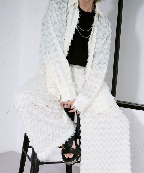 Ellno Loset（エルノロゼット）の「カットジャガードシアーパンツ/SETUP対応（スラックス・メンズ・オフホワイト/ブラック・X-SMALL/SMALL/MEDIUM/LARGE）」の17枚目の写真