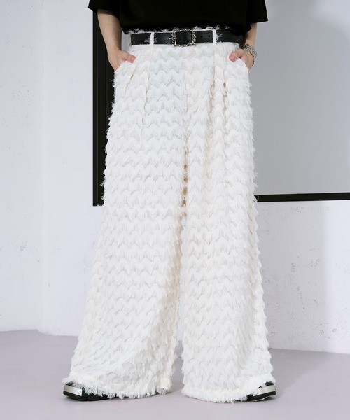 Ellno Loset（エルノロゼット）の「カットジャガードシアーパンツ/SETUP対応（スラックス・メンズ・オフホワイト/ブラック・X-SMALL/SMALL/MEDIUM/LARGE）」の22枚目の写真