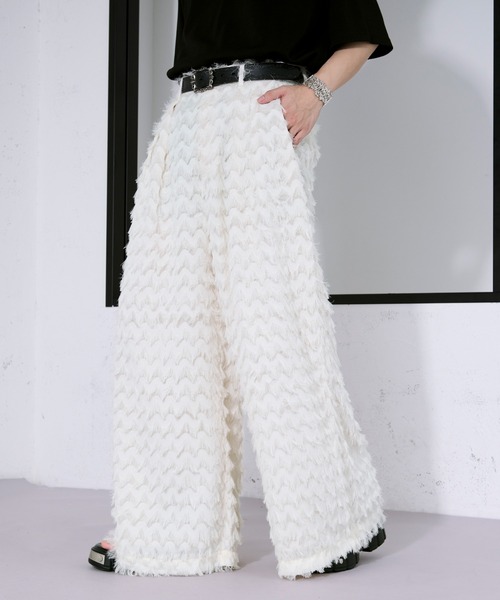 Ellno Loset（エルノロゼット）の「カットジャガードシアーパンツ/SETUP対応（スラックス・メンズ・オフホワイト/ブラック・X-SMALL/SMALL/MEDIUM/LARGE）」の21枚目の写真