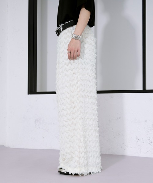 Ellno Loset（エルノロゼット）の「カットジャガードシアーパンツ/SETUP対応（スラックス・メンズ・オフホワイト/ブラック・X-SMALL/SMALL/MEDIUM/LARGE）」の20枚目の写真