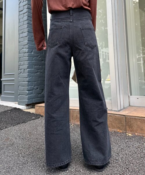 WILLOW（ウィロー）の「【willow】断ち切りワイドデニム（デニムパンツ・レディース・ベージュ/ブラック・ONE SIZE）」の3枚目の写真