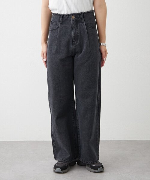 WILLOW（ウィロー）の「【willow】断ち切りワイドデニム（デニムパンツ・レディース・ベージュ/ブラック・ONE SIZE）」の6枚目の写真