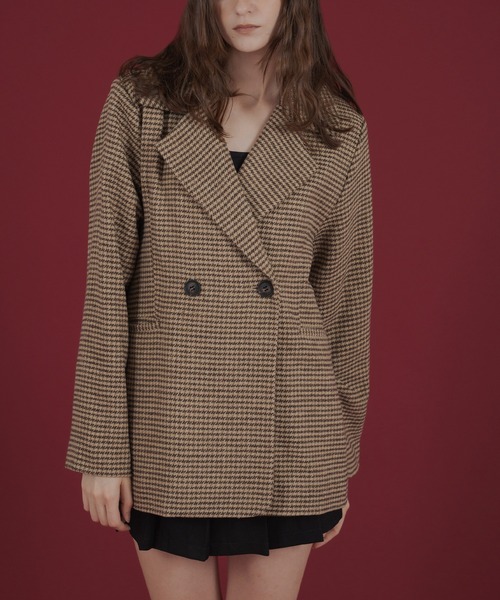 GANNI チェック柄 テーラードジャケット Chicory Coffee Check Wool Blazer | GANNI US