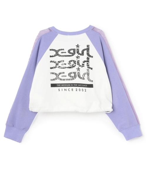 X-girl Stages（エックスガールステージス）の「【TBSドラマ フェイクマミー 着用アイテム】メッシュ肩ラインショート丈長袖Tシャツ（Tシャツ/カットソー・キッズ・ブラック/ラベンダー・140cm/110cm/130cm/120cm）」の3枚目の写真