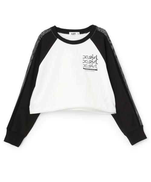 X-girl Stages（エックスガールステージス）の「【TBSドラマ フェイクマミー 着用アイテム】メッシュ肩ラインショート丈長袖Tシャツ（Tシャツ/カットソー・キッズ・ブラック/ラベンダー・140cm/110cm/130cm/120cm）」の11枚目の写真