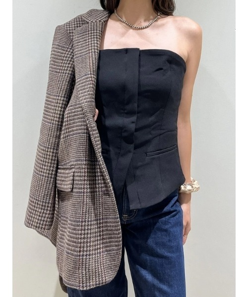 GAP(ギャップ)の「ストラップレス バイストレッチ コルセットトップス(ベスト・レディース・ブラック/グレー・XS/S/M/L/XXS)」の1枚目の写真