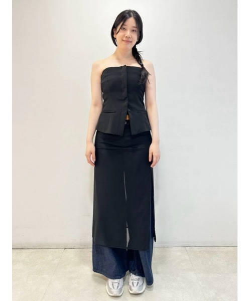 GAP(ギャップ)の「ストラップレス バイストレッチ コルセットトップス(ベスト・レディース・ブラック/グレー・XS/S/M/L/XXS)」の8枚目の写真