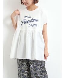 SM2（エスエムツー）の「[接触冷感]切替ギャザーロゴプリントフレンチ袖Tシャツ（Tシャツ/カットソー）」