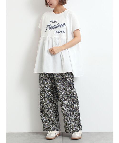 SM2（エスエムツー）の「[接触冷感]切替ギャザーロゴプリントフレンチ袖Tシャツ（Tシャツ/カットソー・レディース・イエロー/オフホワイト/チャコールグレー・F）」の22枚目の写真