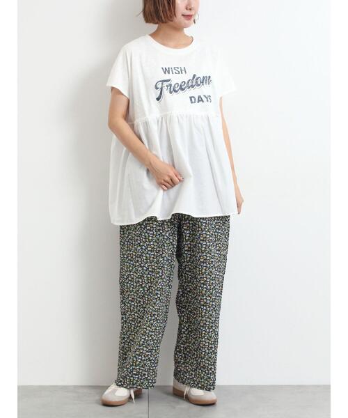 SM2（エスエムツー）の「[接触冷感]切替ギャザーロゴプリントフレンチ袖Tシャツ（Tシャツ/カットソー・レディース・イエロー/オフホワイト/チャコールグレー・F）」の9枚目の写真