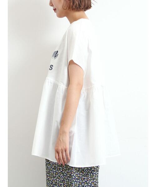 SM2（エスエムツー）の「[接触冷感]切替ギャザーロゴプリントフレンチ袖Tシャツ（Tシャツ/カットソー・レディース・イエロー/オフホワイト/チャコールグレー・F）」の16枚目の写真
