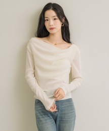 NEUNA | オフショルシアーベロアドレープトップス(Tシャツ/カットソー)