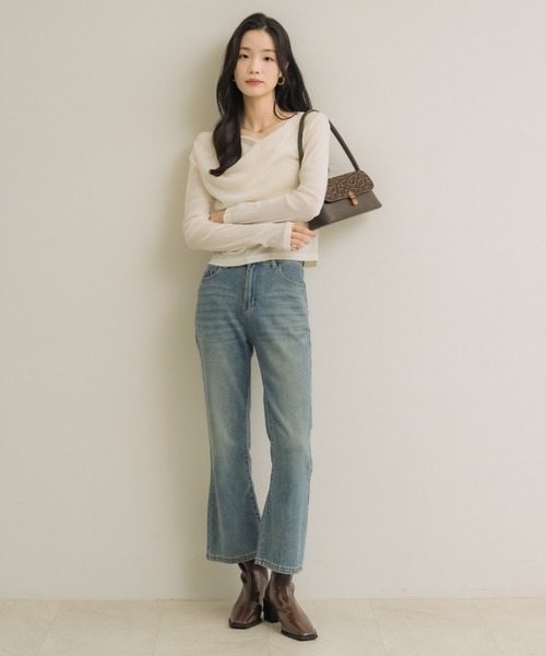 オフショルシアーベロアドレープトップス（Tシャツ/カットソー