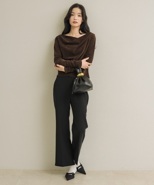 オフショルシアーベロアドレープトップス（Tシャツ/カットソー