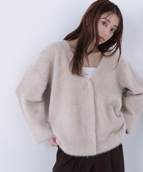 セール】◇Vネックシャギー接結コーディガン（カーディガン/ボレロ