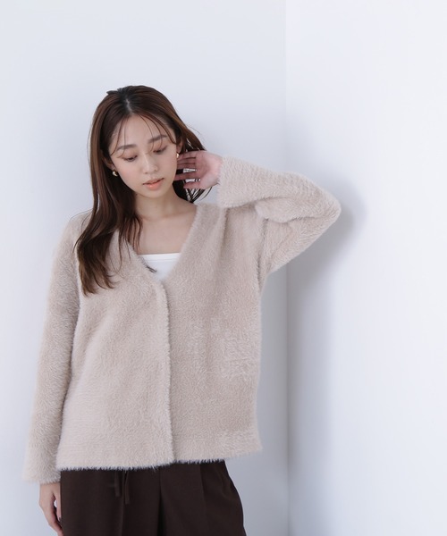 NATURAL BEAUTY BASIC(ナチュラルビューティーベーシック)の「◇Vネックシャギー接結コーディガン(カーディガン/ボレロ・レディース・ピンク/ベージュ/チャコールグレー・FREE)」の15枚目の写真