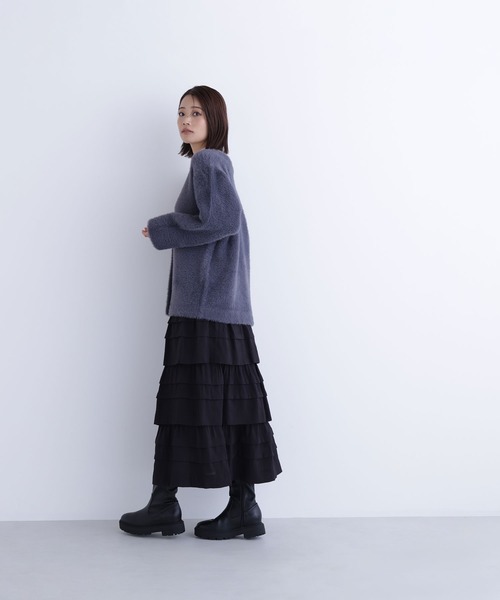 NATURAL BEAUTY BASIC(ナチュラルビューティーベーシック)の「◇Vネックシャギー接結コーディガン(カーディガン/ボレロ・レディース・ピンク/ベージュ/チャコールグレー・FREE)」の4枚目の写真