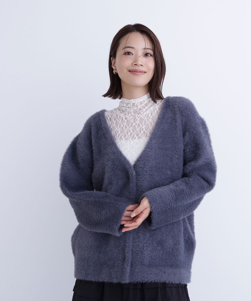 NATURAL BEAUTY BASIC(ナチュラルビューティーベーシック)の「◇Vネックシャギー接結コーディガン(カーディガン/ボレロ・レディース・ピンク/ベージュ/チャコールグレー・FREE)」の6枚目の写真