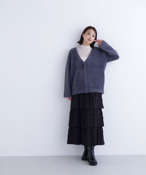 NATURAL BEAUTY BASIC(ナチュラルビューティーベーシック)の「◇Vネックシャギー接結コーディガン(カーディガン/ボレロ・レディース・ピンク/ベージュ/チャコールグレー・FREE)」の7枚目の写真