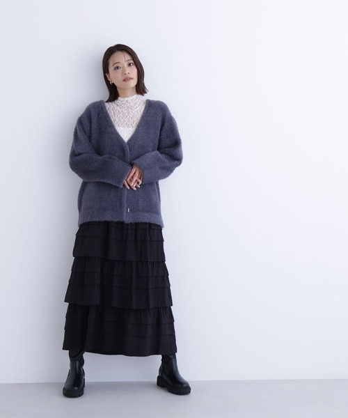 NATURAL BEAUTY BASIC(ナチュラルビューティーベーシック)の「◇Vネックシャギー接結コーディガン(カーディガン/ボレロ・レディース・ピンク/ベージュ/チャコールグレー・FREE)」の9枚目の写真