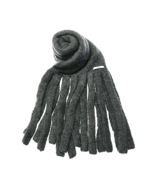 UN3D.（アンスリード）の「BIG FRINGE MUFFLER / ビッグフリンジマフラー（マフラー・レディース・キャメル/グレー/ブラック・FREE）」の4枚目の写真