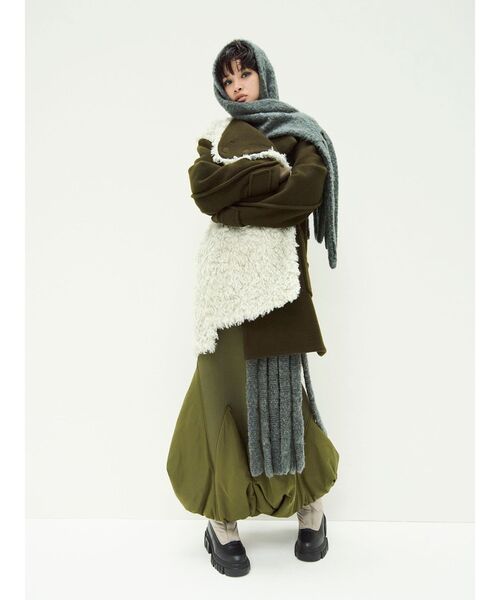 UN3D.（アンスリード）の「BIG FRINGE MUFFLER / ビッグフリンジマフラー（マフラー・レディース・キャメル/グレー/ブラック・FREE）」の9枚目の写真