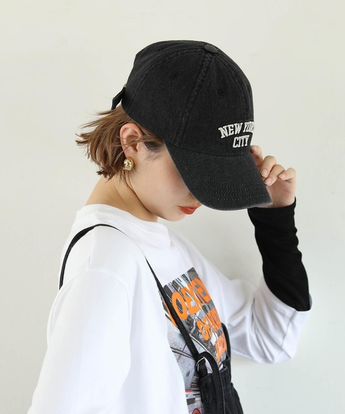 Gready Brilliant（グレディブリリアン）の「ＮＹ刺繍デニムＣＡＰ（キャップ・レディース・ブラック・FREE）」の6枚目の写真