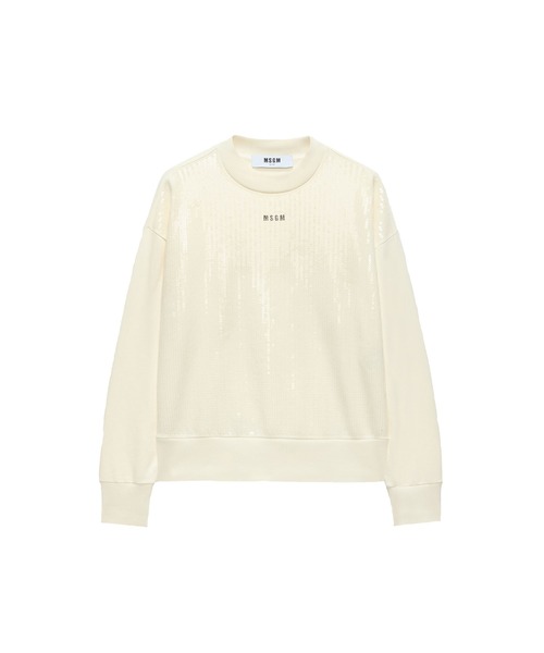 MSGM(エムエスジーエム)の「MSGM スパンコールディテール スウェットシャツ(スウェット・レディース・ピンク/オフホワイト・S)」の2枚目の写真