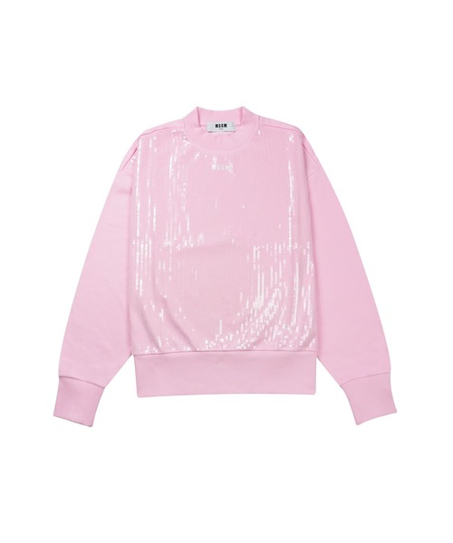 MSGM(エムエスジーエム)の「MSGM スパンコールディテール スウェットシャツ(スウェット・レディース・ピンク/オフホワイト・S)」の1枚目の写真