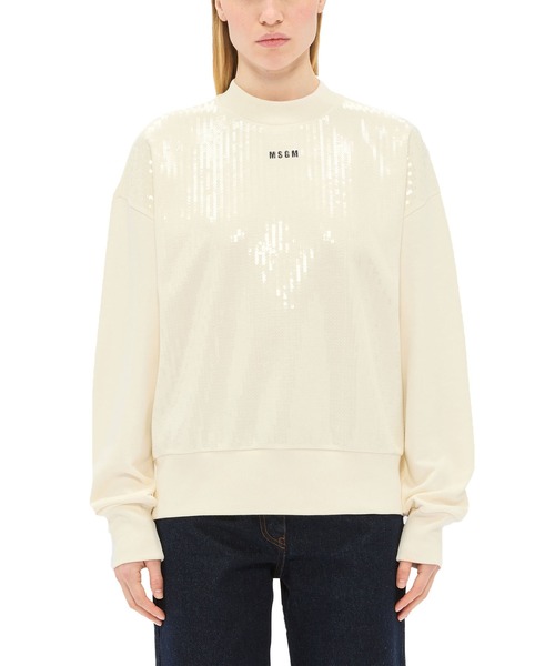 MSGM(エムエスジーエム)の「MSGM スパンコールディテール スウェットシャツ(スウェット・レディース・ピンク/オフホワイト・S)」の6枚目の写真