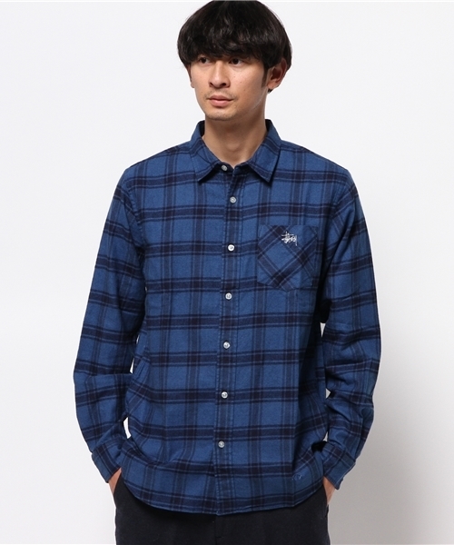 STUSSY(ステューシー)の「SS Standard Brushed Indigo Flannel Shirt(シャツ/ブラウス・メンズ・ネイビー/グレー/レッド・MEDIUM/SMALL/LARGE/X-LARGE)」の2枚目の写真