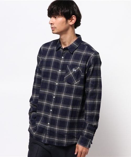 STUSSY(ステューシー)の「SS Standard Brushed Indigo Flannel Shirt(シャツ/ブラウス・メンズ・ネイビー/グレー/レッド・MEDIUM/SMALL/LARGE/X-LARGE)」の1枚目の写真