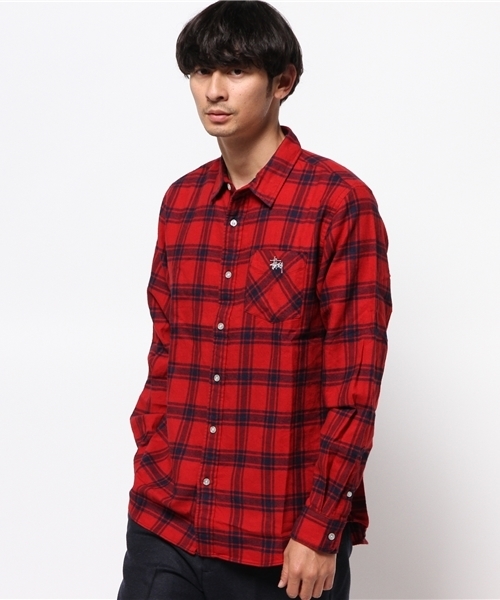 STUSSY(ステューシー)の「SS Standard Brushed Indigo Flannel Shirt(シャツ/ブラウス・メンズ・ネイビー/グレー/レッド・MEDIUM/SMALL/LARGE/X-LARGE)」の3枚目の写真